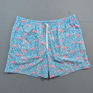 Chubbies Swim Trunks Mens Large Blue Pink Flamingo Print 5" Inseam Shorts